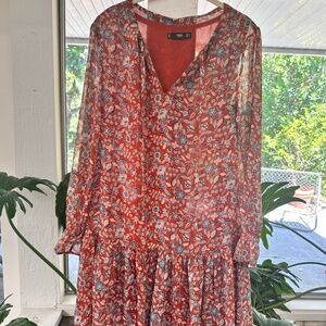EUC Mango Floral Print V Neck Dress bloggers favorite Size 4